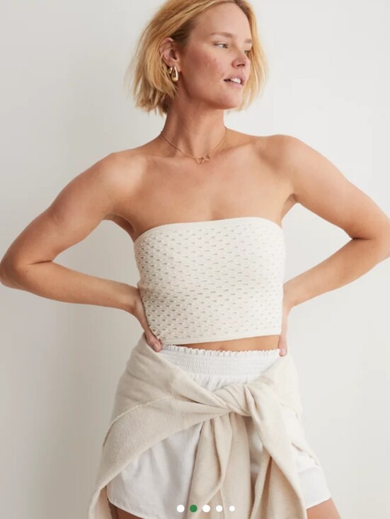 aerie Tops - New Aerie Crochet Sweater Tube Top S Soft Muslim Ivory Cropped Fitted Strapless